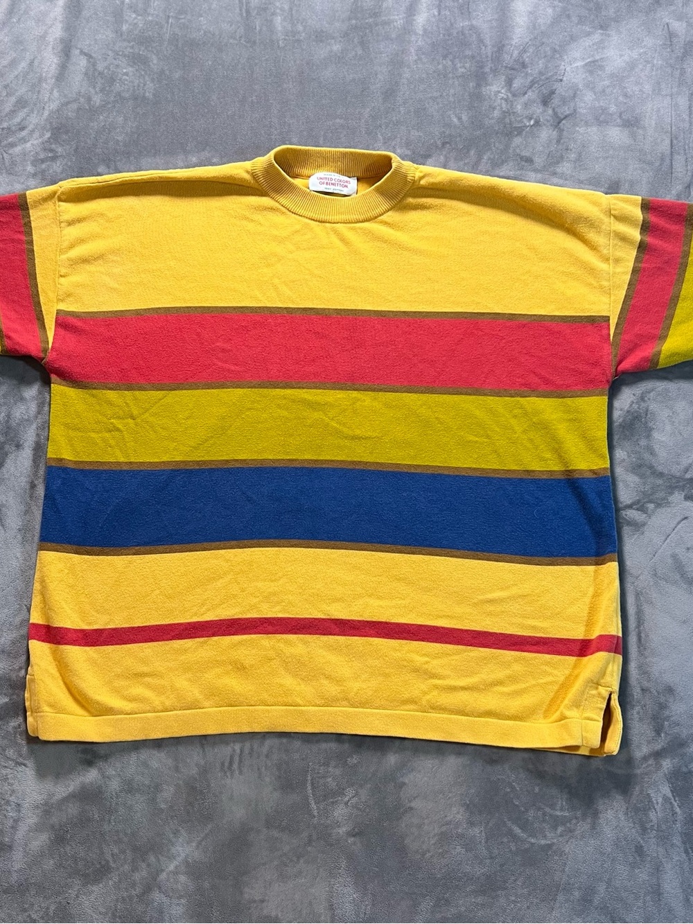 Vintage United Colors Of Benetton Mustard Yellow Ribbed Crewneck